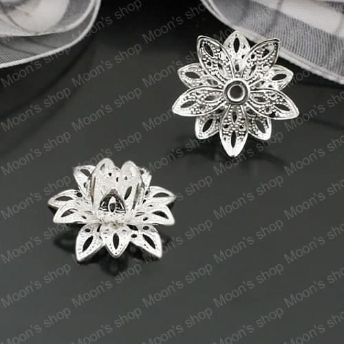 Wholesale 16*8mm Silver color 3D flowers Copper Bead Caps Findings Accessories 20 pieces (JM3544)