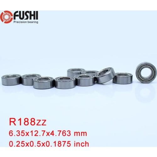 R188ZZ ABEC-1 (10PCS) 6.35X12.7X4.76mm Miniature Bearings R188ZZ
