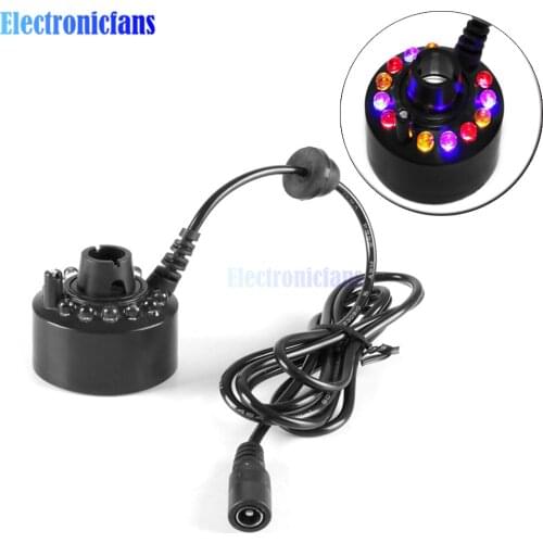 12 LED Colorful Super Ultrasonic Mist Maker Fogger Fog Water Fountain Pond Atomizer Humidifier Atomizer Spray Head