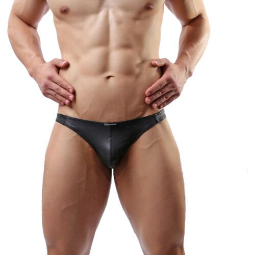 Sexy Men Briefs Underwear Faux Leather Thong&G-String Clubwear Sleepwear Costume Underpants