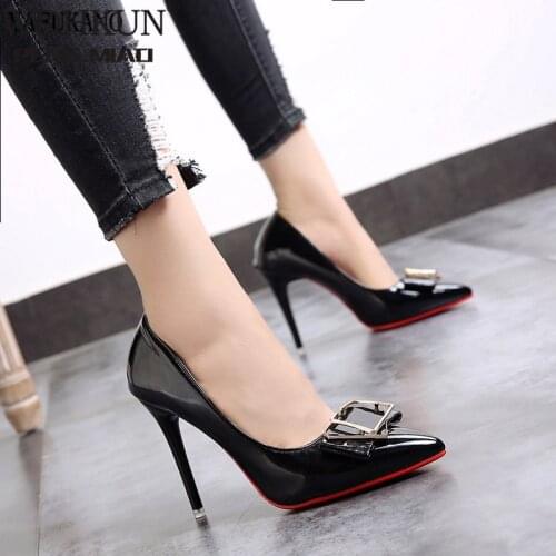 Fashion Sexy Womens Pumps 10CM Pointed Toe Shallow Mouth High Heels 2020 New Office Black Womens Singles Shoes