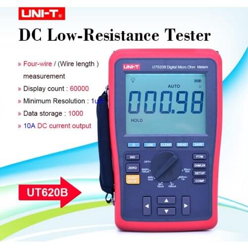 UNI-T UT620B Digital Micro Ohm Meters Manual Range LCD 60000 Counts ohmmeter Display High/Low limit Alarm USB Interface