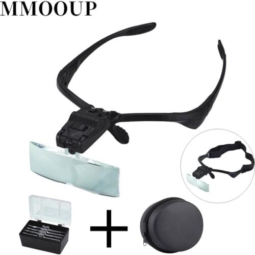 1.0/1.5/2.0/2.5/3.5X Magnifier Eye Repair Magnifier 2 LED Light Glasses Loupe Optical Lens Headband Magnifying Glasses