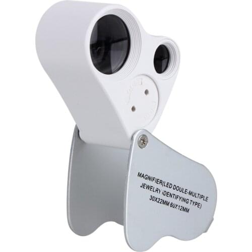 30X 60 Illuminated Magnifier Glass Loupe Lam Appraisal Double Lens Crafts Appreciation Magnifying Glass LED Light Jewelry Mirror
