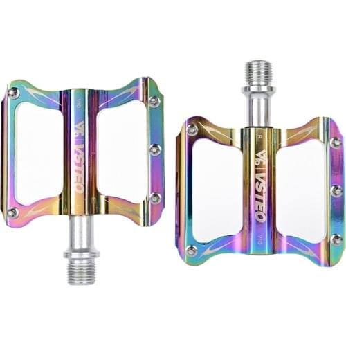 VSTEO 1 Pair Bike Pedals Aluminum Alloy Bearings Rainbow Lightweight Bicycle Pedal for Road Mountain Bike