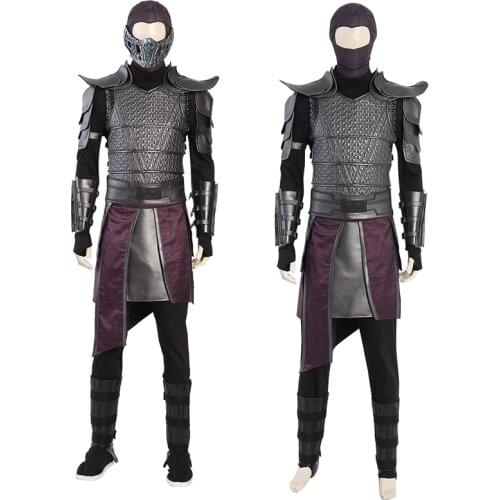 Adult MK3: Domination Cosplay Costume Sub-Zero Battle Outfit Halloween Party Clothing Full Set With Shoes