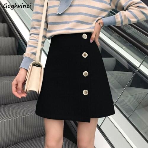 Skirts Women Black Trendy Harajuku Casual Button A-Line Mini Plus Size 3XL Thick Korean Style Fashion Vintage Feminina Daily New