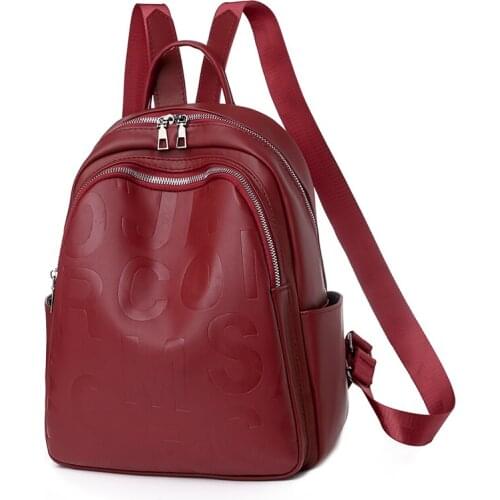 Letter Printed Women Backpack Purse Soft Pu Leather Backpack For Girls School Bag Travel Back Pack Ladies Bagpack Mochilas Mujer