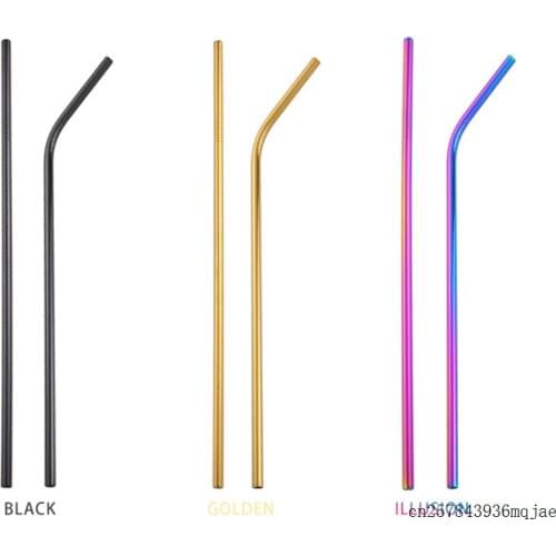 1000pcs Straight Bent Metal Drinking Straw Colorful Straws Reusable for Party Stainless Steel Bar Accessory