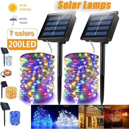 20M/10M Waterproof Solar LED String Lights Fairy Light Garland Christmas Ornaments New Year Decoration for Party Yard Garden
