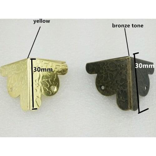 Case Box Flower Corners For Chinese Furniture Decor Triangle Rattan Carved,Wooden Box Corner,Bronze Tone,Yellow,30mm,20Pcs