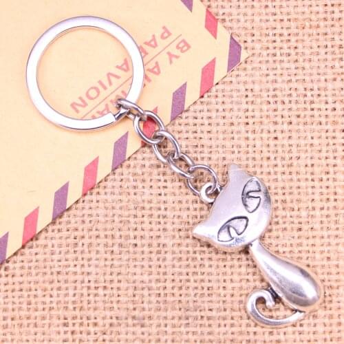 20pcs New Fashion Keychain 39x32mm cat fox Pendants DIY Men Jewelry Car Key Chain Ring Holder Souvenir For Gift