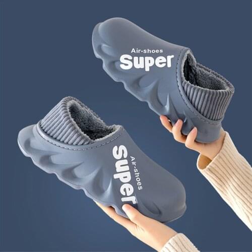 2021 New Winter Slippers Warm Men Shoes Waterproof Women Couples Non-Slip Plush Cotton Indoor Outdoor Home Autumn Thick HeeL GYL