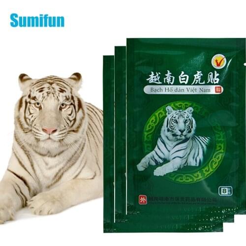 8pcs White Tiger Balm Analgesic Patch Soothing Muscles Body Neck Rheumatoid Arthritis Pain Relief Chinese Medical Plasters C053