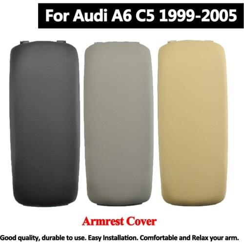 1pc Microfiber Leather Armrest Latch Cover For A6 C5 1998-2005 Center Console Arm Rest Storage Box Lid Cover Auto Accessories