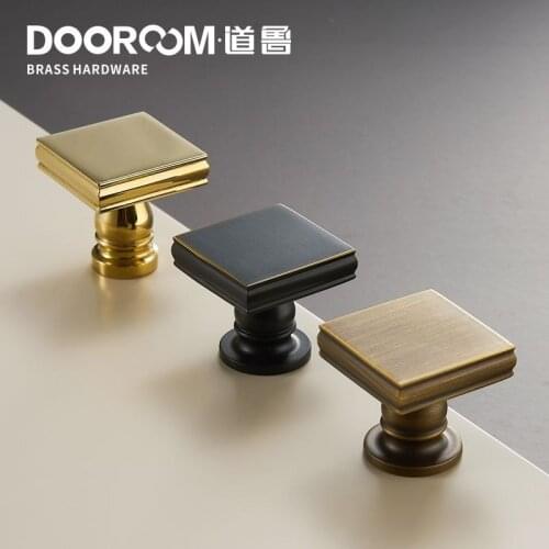 Dooroom Solid Brass Light Luxury Shiny Gold Furniture Cabinet Door Drawer Handles Modern American Simple European Pulls Knobs