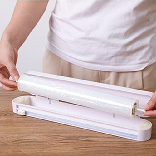 Food Wrap Dispenser Cutter Kitchen Tool Foil Cling Film Wrap Dispenser Plastic Wrap Cutter Storage Holder