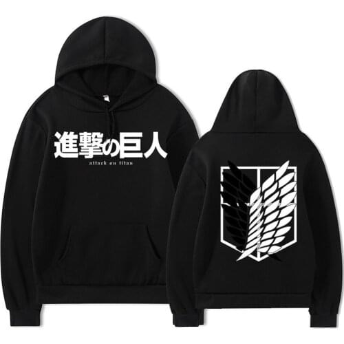Hot Annime Harajuku Hoodies Women Attack on Titan Mens and Womens Leisure Hooded Sweatshirts