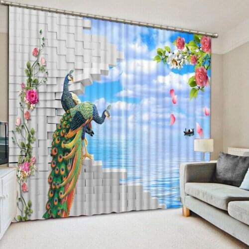 Beautiful Photo Fashion Customized 3D Curtains brick curtains peacock curtain