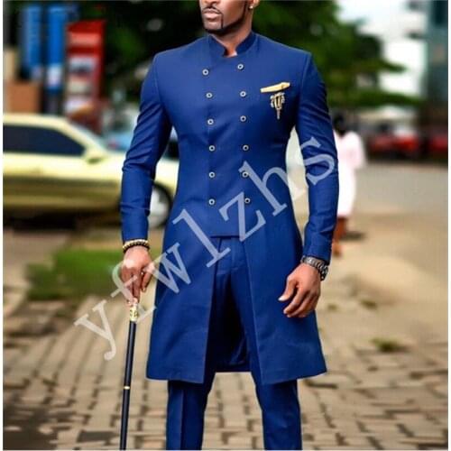 Handsome Groomsmen Mandarin Lapel Groom Tuxedos Wedding Dress Men Suits Blazer Prom Dinner (Jacket+Pants+Tie) K533