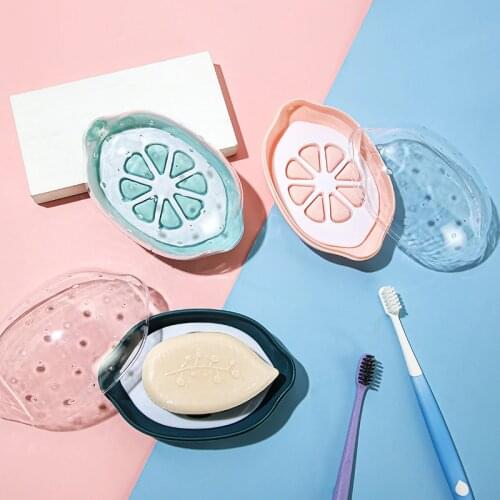 Creative Lemon Shape Soap Dish Bathroom Non Slip Soap Box Holder Travel Quick Dry Cute Soap Case Container Bathroom Accessories