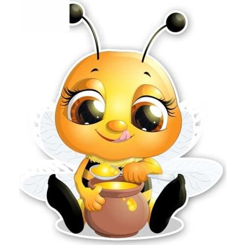 Cute Decals Bees That Eat Honey PVC Decal Waterproof Cover Scratch Car Sticker Automobile Accessories,15cm*13cm