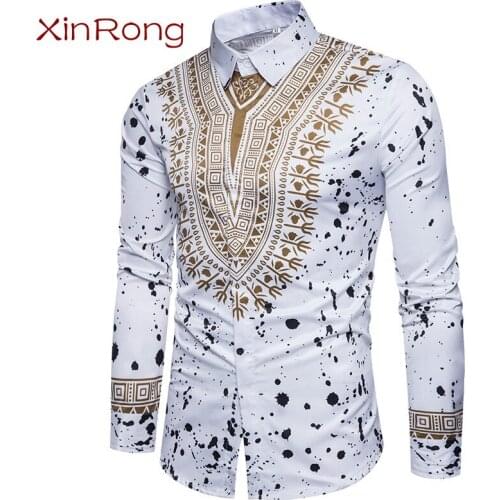 Mens ethnic style European code 2021 spring retro floral 3D three-dimensional printing casual features trend long-sleeved shirt