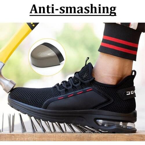 Protective Shoes Breathable Safety Shoes Mens Lightweight Steel Toe Shoes Anti-smashing Piercing Work Single Mesh Sneakers