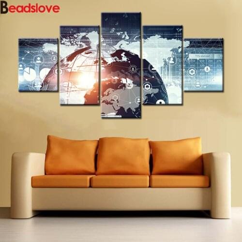 5 Pieces diy full square round diamond painting Modern Technology Abstract diamond embroidery full mosaic Pictures Rhinestones