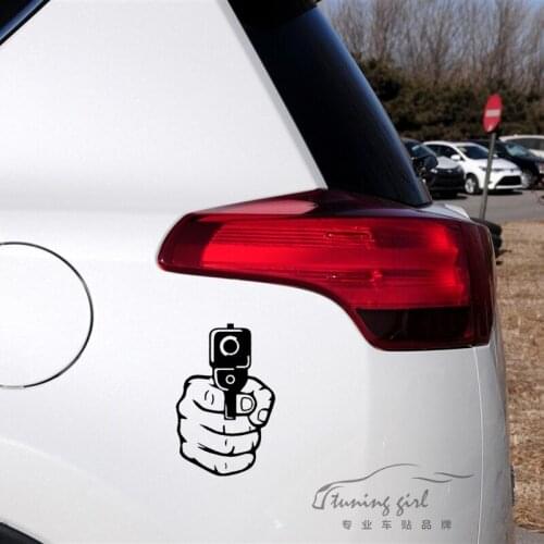 Car Stickers Pistol Muzzle Shooting Pattern Creative Decals Vinyls Auto Tuning Styling 15x10cm 20x13cm D10