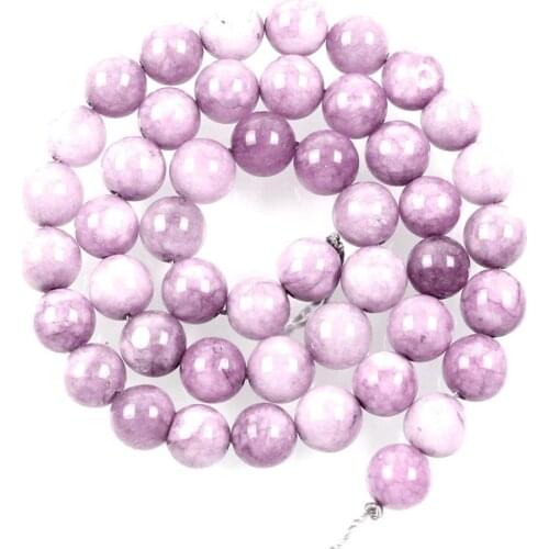 Natural Stone Light Purple Solid Color Alabaster Charm Loose Beads For Jewelry Making Needlework Bracelet DIY Strand 6-10MM