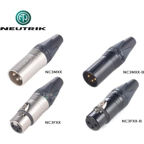 NEUTRIK NC3FXX/NC3MXX NC3FXX-B/NC3MXX-B 3 pole Female/Male cannon XLR cable connector gold/silver contacts Microphone plug