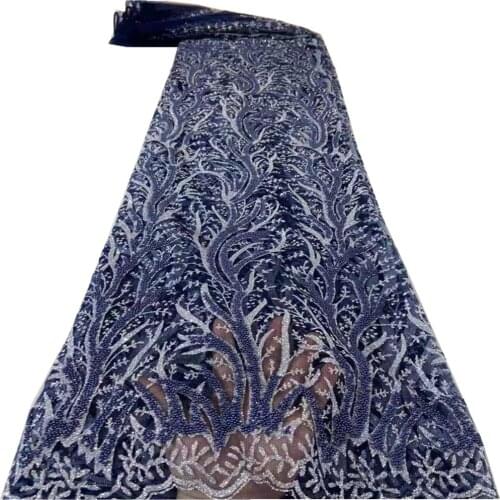 Latest African Lace Fabric With Sequins 2021 French Lace Fabric Embroidery Nigerian Tulle Lace For Party Dress zx-150