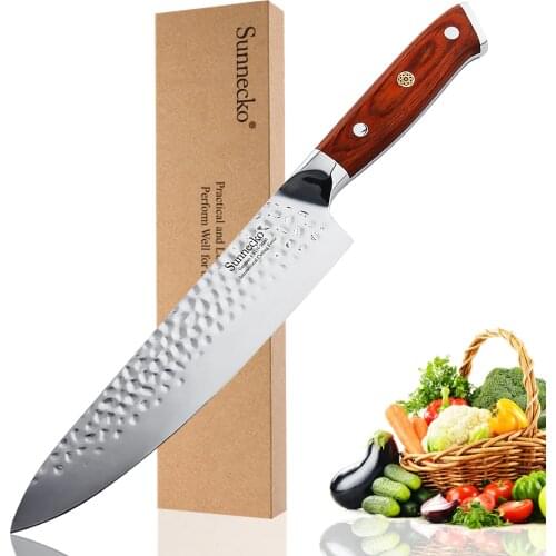 SUNNECKO 8" Chef knife German 1.4116 Steel Blade Sharp Meat Slicer Kitchen Knives Rosewood Handle Professional Chef Knife Gift