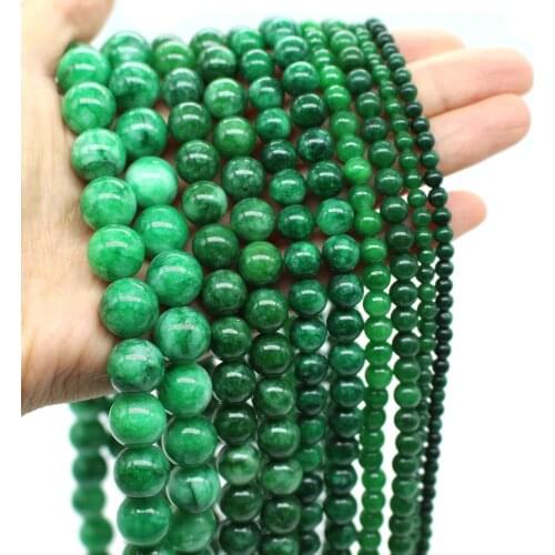 Oamusa Natural Round Green Chalcedony Beads Stone Loose Beads Spacer Beads DIY Earrings Rings Necklace Charms For Wome