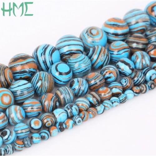 Wholesale Top AAA+ Synthetic Blue Malachite Stone Beads Round About 38cm For DIY Bracelet Necklace Jewelry Making High Quality