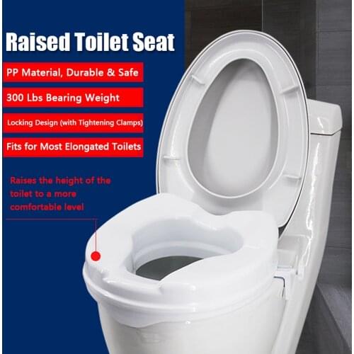 Patients Pregnant Women Toilet Seat Riser Elongated Raised Elevators Lifter Extender with Cover, Height 2/4/6 Inch