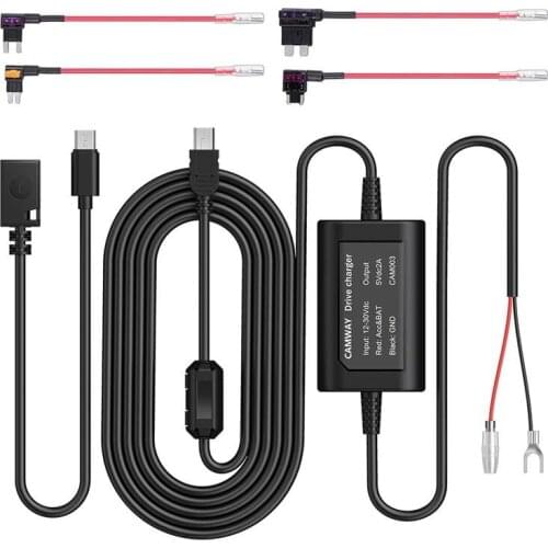 Hardwire Fuse Kit Car Dash Cam Hardness Set Driving Recorder DVR Hard Wire Kit 5V Holder Cable Fuse Accessories