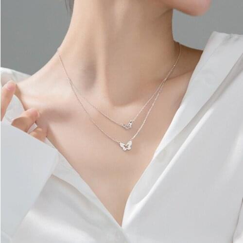 Silver Butterfly Necklaces 925 Sterling Silver Pendants Necklaces OL Style