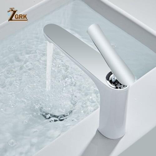 ZGRK Basin Faucets Fashion Bathroom Mixer Tap Brass Washbasin Faucet Single Handle Single Hole Elegant Hot Cold Mixer Tap Crane