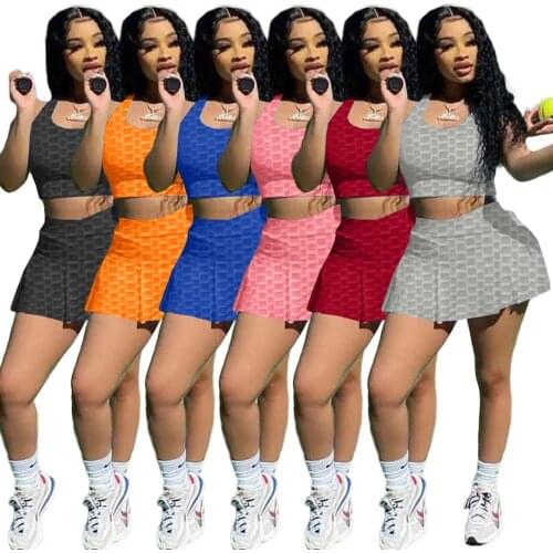 Womens Active Athletic Shorts 2PCS Workout Tracksuits Casual Sleeveless Tank Crop Tops Yoga Running Tennis Golf Shorts Skirts