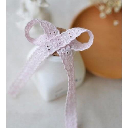 1.5cm wide PINK Fabric Embroidered Lace Trim Cotton Lace Trim Lace Ribbon Free Shipping 10yards/lot
