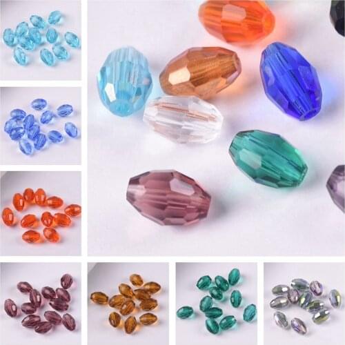 1# Oval Shape Faceted 8x6mm 10x8mm Crystal Glass Loose Spacer Beads Wholesale Lot for Jewelry Making DIY Crafts Findings