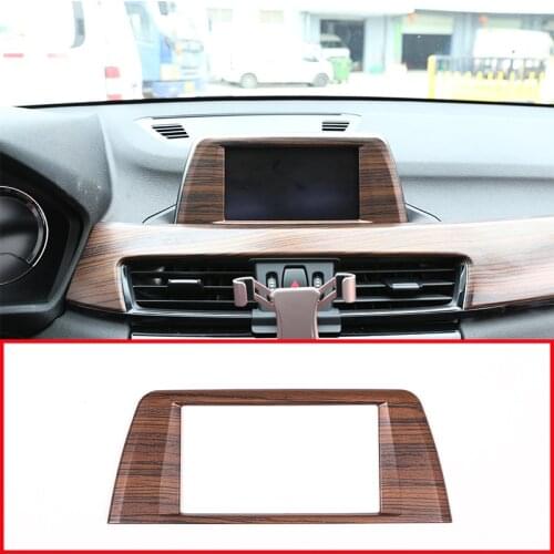 1 Pcs For BMW X1 F48 2016 -2019 ABS Center Central Navigation Panel Frame Cover Trim Sticker Car Accessories Pine Wood Grain