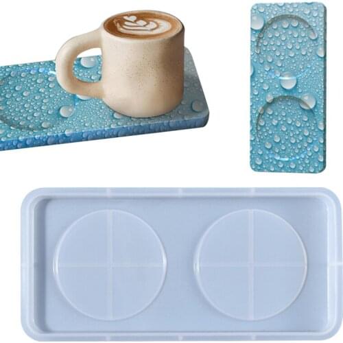 2-Grids Wine Bottle Tray Wine Glass Plate Board Silicone Home Decoration Art Mould Epoxy Resin Red Wine Shelf Cup Mold