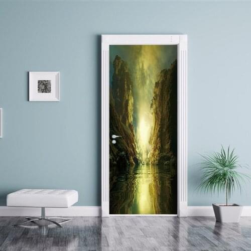 3D effect landscape Scenery Door sticker Painting Door Paint Bedroom Living Room Corridor Door Decorative PVC Wall Stickers