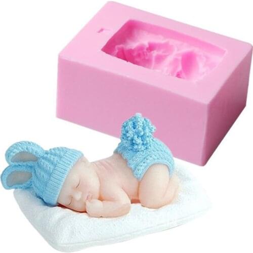 3D Sleep Baby Silicone Soap Food Grade Silicone Fondant Mould for Handmade Desserts Cake Decorating Mold for Soap Making