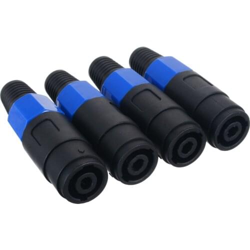 4pcs Black 4 Pin Pole Female Jack Speakon Microphone Extension Cable Connector Suitable for Audio Video Loud speaker Accessories