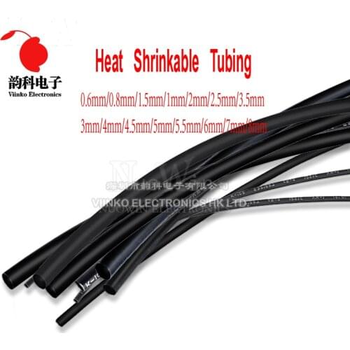 1 Meter/lot 2:1 Black 0.6mm 0.8mm 1mm 1.5mm 2mm 2.5mm 3mm 3.5mm 4mm 4.5mm Heat Shrink Heatshrink Tubing Tube Sleeving Wrap Wire