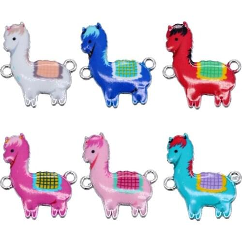 5pcs bohemian cute animal colorful alpacas alpaca connector making bracelet jewelry FindingsDIY accessories wholesale